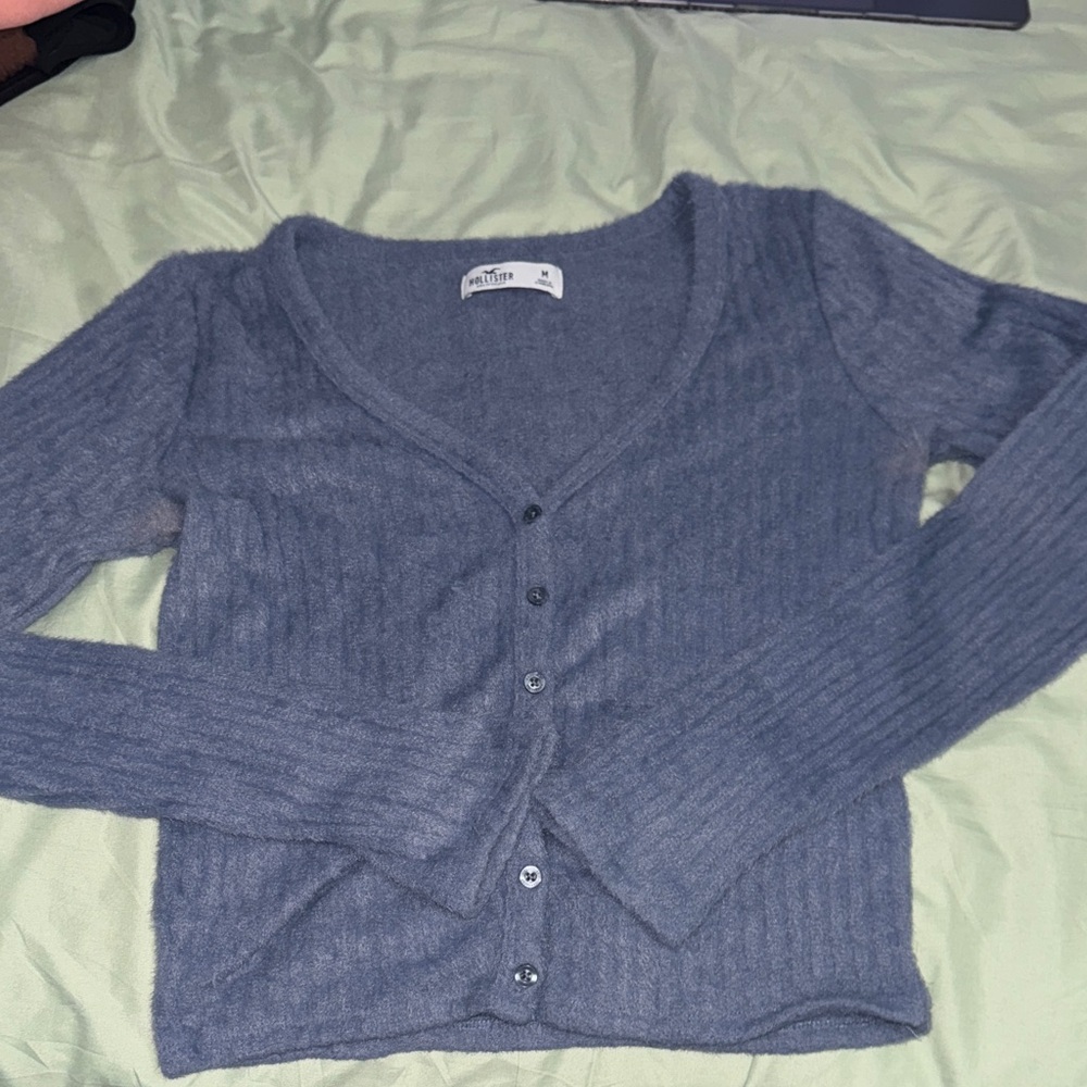 Hollister Blue V-Neck Cardigan